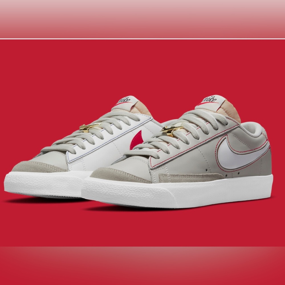 Nike Men's Blazer Sneakers - Red, Gold, and White